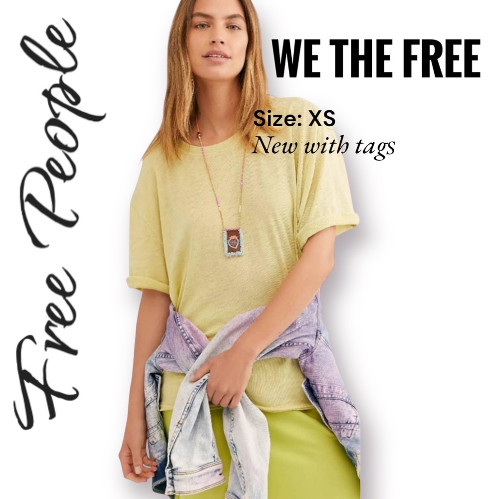 NWT Free People We  The Free Yellow Citron Cassidy Classic Relaxed Tee Shirt XS